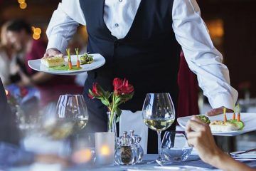 Event staff managing crowd at a corporate event